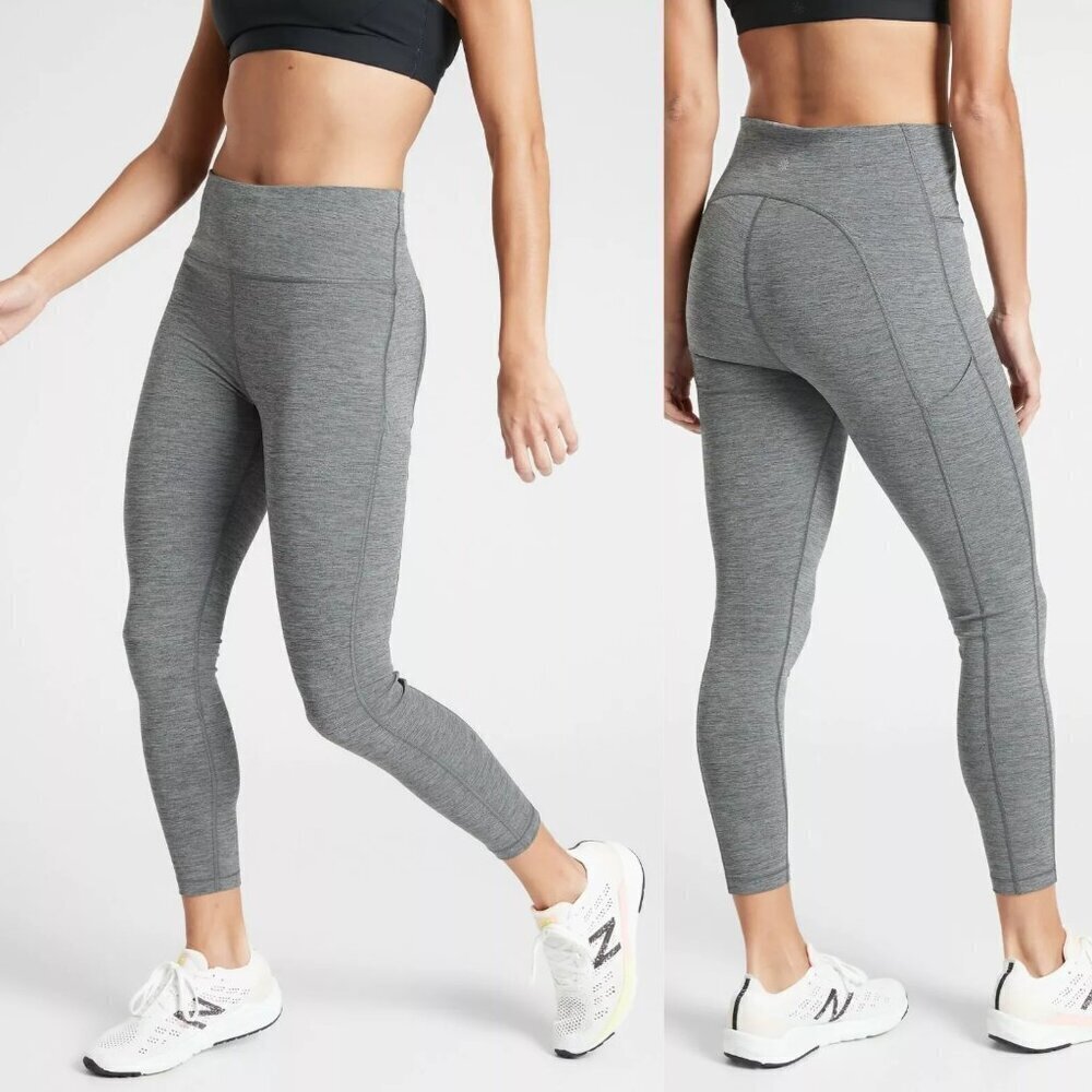 Athleta Grey Heather Ultimate Stash Pocket 7/8 Leggings - 35579